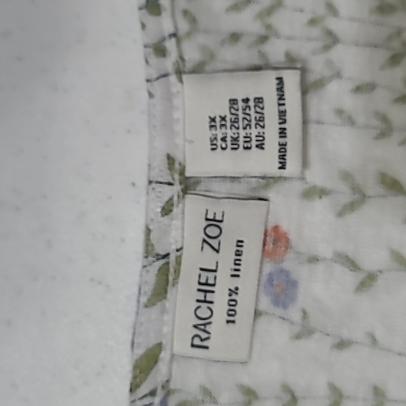 Rachel Zoe Colorful 100% Linen Blouse with 3/4 Sleeves size 3X - Picture 4 of 7